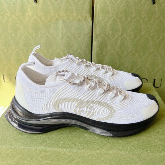 Gucci Men’s Designer Fashion Sneaker GG Run Knit White UK 12 US 12.5 - Picture 1 of 15